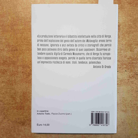 VIGILIA DELLA NARRATIVA VERGHIANA - CARMELO MUSUMARRA 2023 VERGA - ALGRA EDITORE