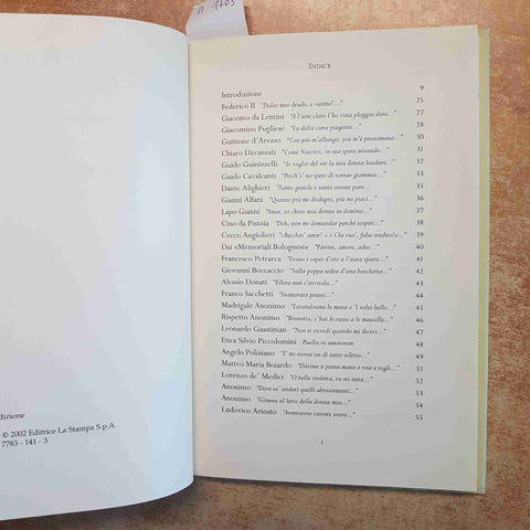 CENTO POESIE D'AMORE DA DANTE A DE ANDRE' GUIDO DAVICO BONINO 2002 LA STAMPA