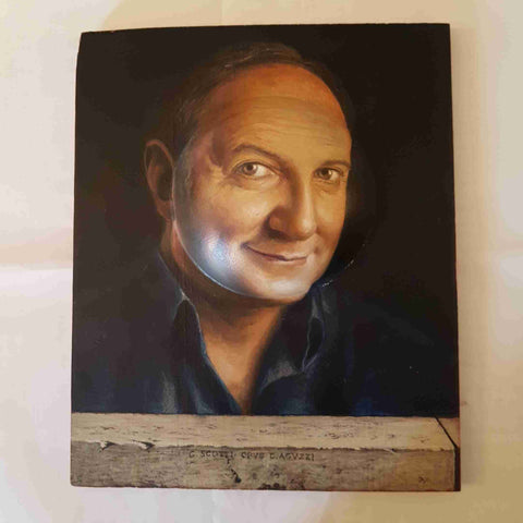 DARIO AGUZZI GERRY SCOTTI TEMPERA GRASSA SU LEGNO 30X36 CM OPERA TRIDIMENSIONALE