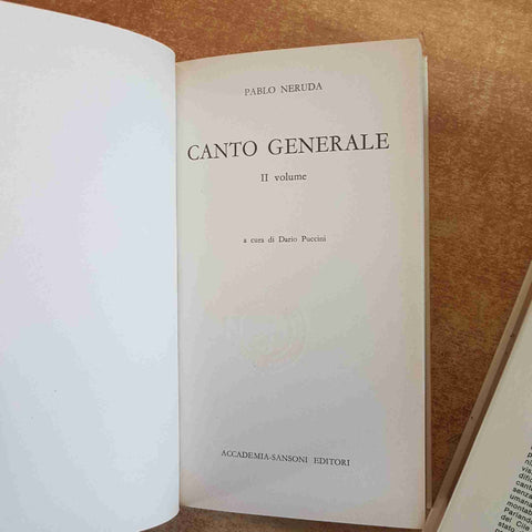 NERUDA - CANTO GENERALE - 2 VOLUMI CON COFANETTO - ACCADEMIA 1970 SANSONI POESIA