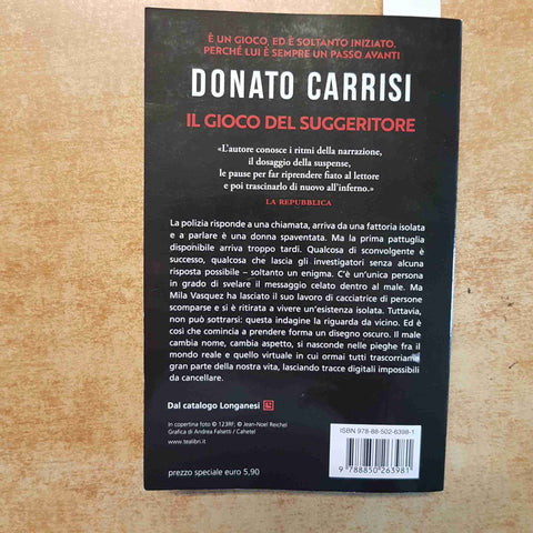 IL GIOCO DEL SUGGERITORE - DONATO CARRISI TEA 2023 THRILLER PSICOLOGICO MISTERO