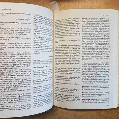 DIZIONARIO PUBBLICITA' COMUNICAZIONE MARKETING ADVERTISING COPYWRITING BRANDING