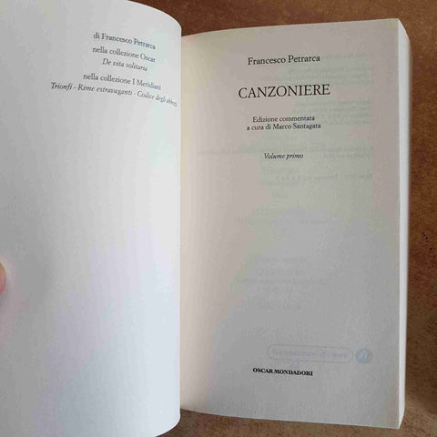 PETRARCA - CANZONIERE - 2 VOLUMI MARCO SANTAGATA OSCAR MONDADORI 2012 COMMENTATO