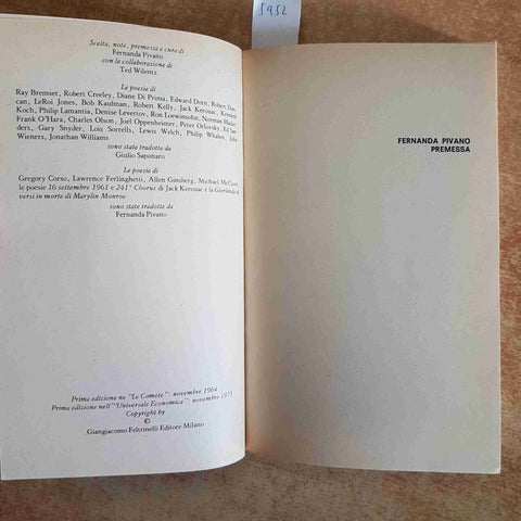 POESIA DEGLI ULTIMI AMERICANI - FERNANDA PIVANO FELTRINELLI 1973 GINSBERG BEAT
