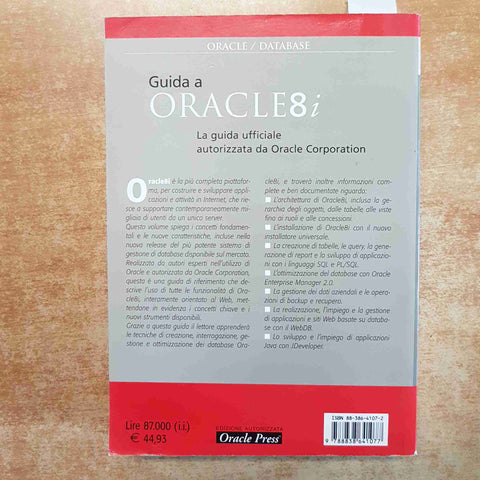 GUIDA A ORACLE 8i  MANUALE UFFICIALE ORACLE PRESS SQL E PL/SQL 2000 McGRAW HILL