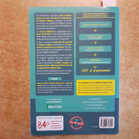 ALPHATEST MEDICINA IN INGLESE ESERCIZI COMMENTATI - AA.VV. - ALPHA TEST 2016