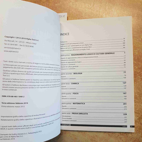 ALPHATEST MEDICINA IN INGLESE ESERCIZI COMMENTATI - AA.VV. - ALPHA TEST 2016