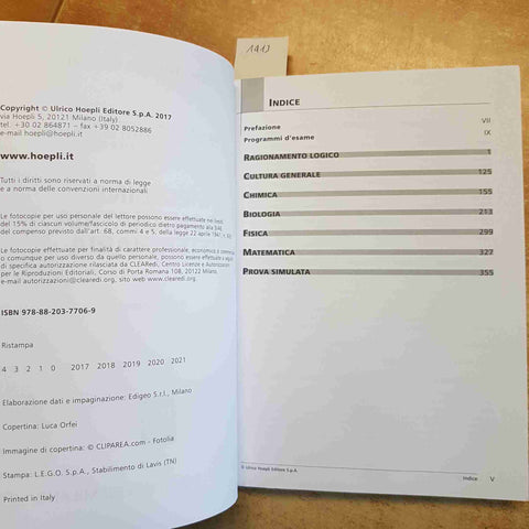HOEPLI TEST 6 ESERCIZI MEDICINA ODONTOIATRIA VETERINARIA 6 EDIZIONE 2021