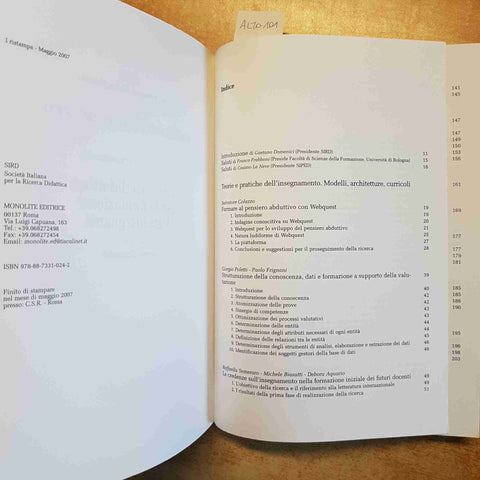 LA RICERCA DIDATTICA PER LA FORMAZIONE DEGLI INSEGNANTI DOMENICI - MONOLITE 2007