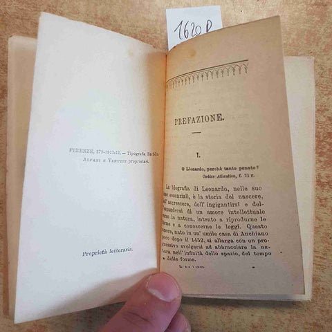 LEONARDO DA VINCI FRAMMENTI LETTERARI E FILOSOFICI BARBERA 1913 FAVOLE PENSIERI