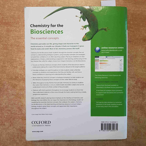 CHEMISTRY FOR THE BIOSCIENCES THE ESSENTIAL CONCEPTS bioscienze 2011 OXFORD MONK