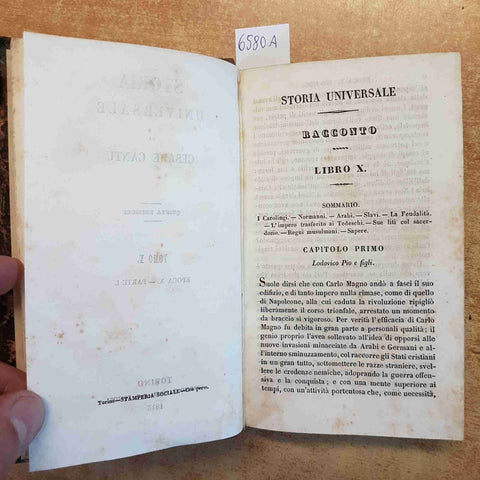 CESARE CANTU' - STORIA UNIVERSALE TOMO X EPOCA X 1843 POMBA E C. alto medioevo
