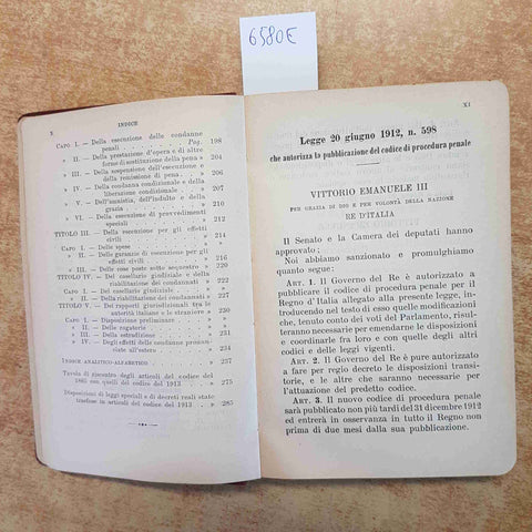 CODICE DI PROCEDURA PENALE 1913 VITTORIO EMANUELE III UTET TORINO