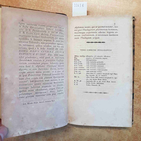 LEXICON THEOLOGIAE MORALIS SANT'ALFONSO DE LIGORIO 1846 VERCELLI