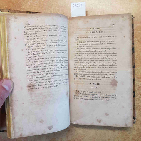 LEXICON THEOLOGIAE MORALIS SANT'ALFONSO DE LIGORIO 1846 VERCELLI