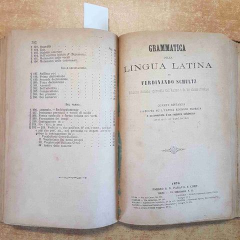 KUHNER, SCHULTZ - GRAMMATICA ELEMENTARE DELLA GRECA E LATINA 1874 PARAVIA
