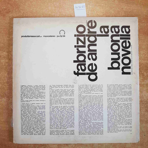 FABRIZIO DE ANDRe LA BUONA NOVELLA LP 33 GIRI PRODUTTORI ASSOCIATI 1970 RICORDI