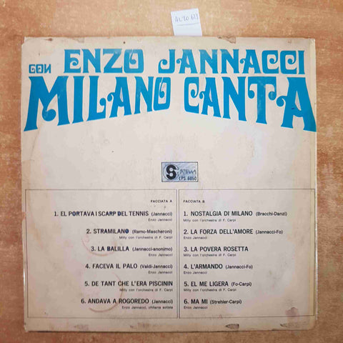 ENZO JANNACCI MILANO CANTA CON MILLY LP 33 GIRI STELLA RECORDS 1968 VINILE VINYL