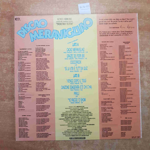RENZO ARBORE DISCAO MERAVIGLIAO LP 33 GIRI FONIT CETRA 1988 INDIETRO TUTTA