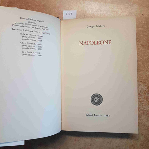 GEORGES LEFEBVRE - NAPOLEONE EDITORI LATERZA 1982 BONAPARTE BIOGRAFIA STORICA