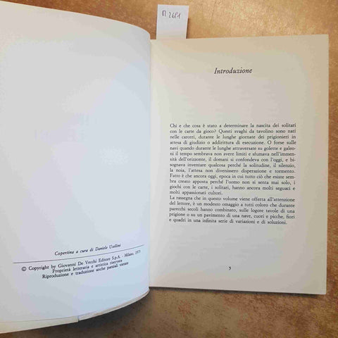 IL LIBRO DEI SOLITARI - ALBERTO MONTI - DE VECCHI 1973 CARTE GIOCHI SOLITARIO