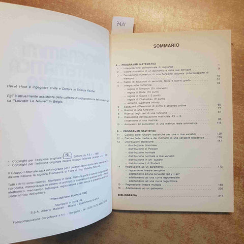 PROGRAMMI DI MATEMATICA E STATISTICA IN BASIC - HERVE HAUT JACKSON 1982 APPLE II