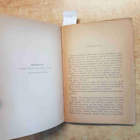 PICCOLO DIZIONARIO DELLE SETTE PROTESTANTI CRIVELLI 1945 LA CIVILTA' CATTOLICA
