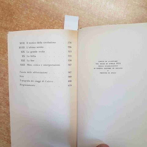 CAFIERO biografia storica PIER CARLO MASINI - RIZZOLI - PRIMA EDIZIONE 1974