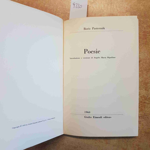 POESIE - BORIS PASTERNAK - EINAUDI - TERZA EDIZIONE 1960 ANGELO MARIA RIPELLINO