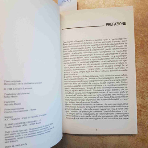 DIZIONARIO DELLA CIVILTA' GRECA - GREMESE LAROUSSE 1990  STORIA CULTURA GRECIA