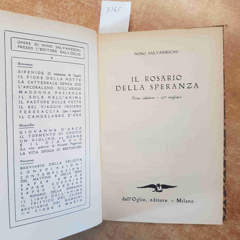 IL ROSARIO DELLA SPERANZA - NINO SALVANESCHI 1951 DALL'OGLIO - TERZA EDIZIONE