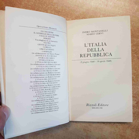 MONTANELLI CERVI L'ITALIA DELLA REPUBBLICA 1985 1 ED. AUTOGRAFATO DAGLI AUTORI