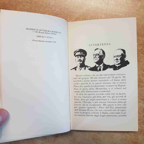 MONTANELLI CERVI L'ITALIA DELLA REPUBBLICA 1985 1 ED. AUTOGRAFATO DAGLI AUTORI
