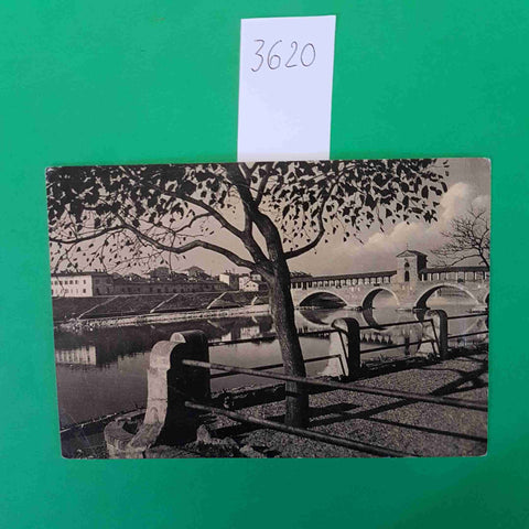 PAVIA PONTE ROMANO CARTOLINA VIAGGIATA ANNI 50 FRANCOBOLLO 6 LIRE VECCHIO P.R.