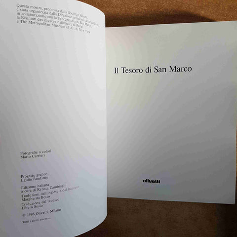 IL TESORO DI SAN MARCO OLIVETTI 1986 ARTE BIZANTINA OREFICERIA VENEZIA CATALOGO