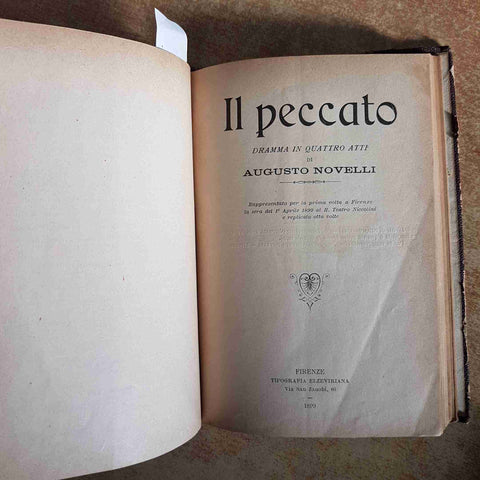 4 OPERE TEATRALI AUGUSTO NOVELLI 1899 DOPO, IL PECCATO, PER IL CODICE LA VERGINE