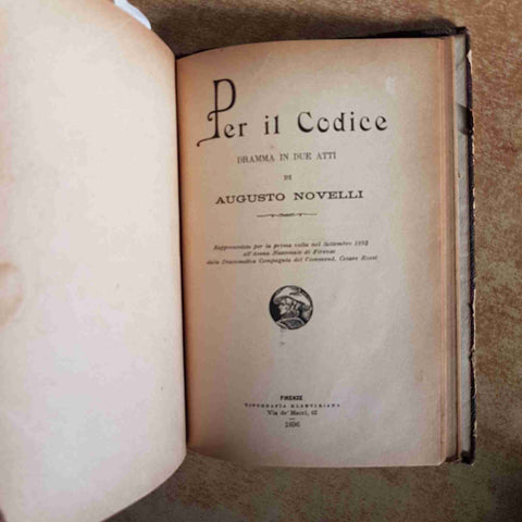 4 OPERE TEATRALI AUGUSTO NOVELLI 1899 DOPO, IL PECCATO, PER IL CODICE LA VERGINE