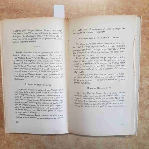 IL CONTROMEMORIALE DI SANT'ELENA - HUDSON LOWE - BOMPIANI 1943 IV ED. NAPOLEONE