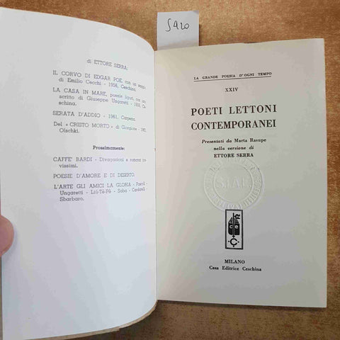POETI LETTONI CONTEMPORANEI - RASUPE, ETTORE SERRA - CESCHINA 1963 LETTONIA