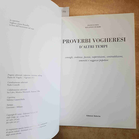 PROVERBI VOGHERESI D'ALTRI TEMPI - FAVA - SELECTA 2009 DIALETTO PAVIA VOGHERA
