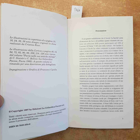600 ANNI DELLA CERTOSA IN POESIA - CIRCOLO LA BARCELA PAVIA 1997 LA GOLIARDICA