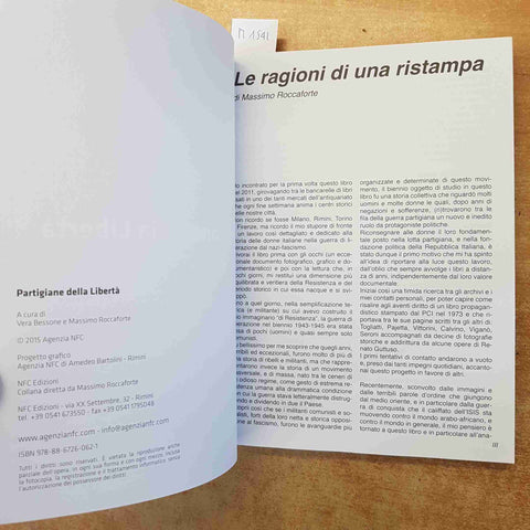 PARTIGIANE DELLA LIBERTA' - BESSONE ROCCAFORTE - RESISTENZA DONNE FASCISMO 2015