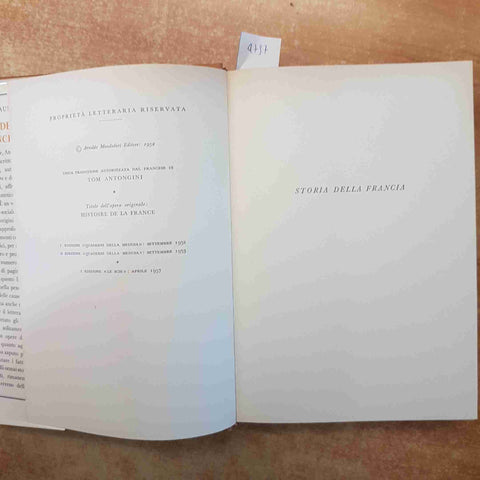 ANDRE' MAUROIS - STORIA DELLA FRANCIA MONDADORI 1°ED. LE SCIE 1957 32 ILLUSTR.