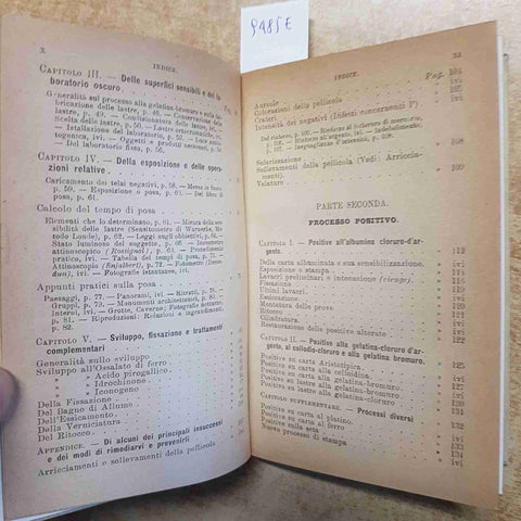 GIOVANNI SANTOPONTE - MANUALE PRATICO DI FOTOGRAFIA ALLA GELATINA 1892 GIUSTI
