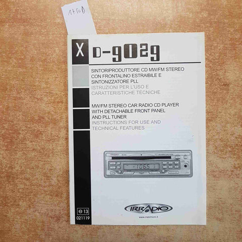 IRRADIO XD-9029 MANUALE ISTRUZIONI AUTORADIO CD MW FM STEREO MELCHIONI