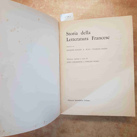 STORIA DELLA LETTERATURA FRANCESE - ROGER 1971 CARAMASCHI EDIZIONI SCIENTIFICHE