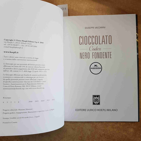 GIUSEPPE VACCARINI - CIOCCOLATO CODEX NERO FONDENTE PERUGINA - HOEPLI 2018