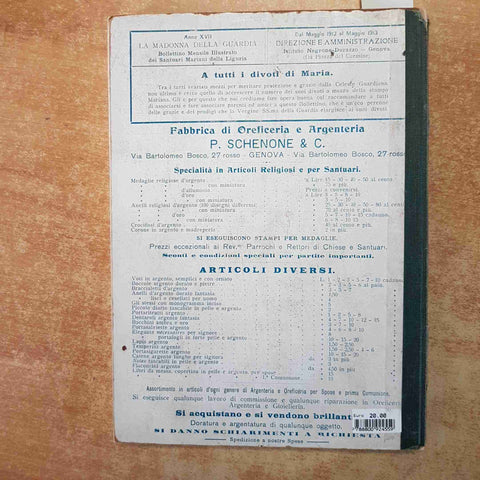 LA MADONNA DELLA GUARDIA GENOVA ANNATA COMPLETA 1912 BOLLETTINO MARIANO