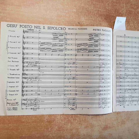 PIETRO FASULLO - GESU' POSTO NEL S. SEPOLCRO MARCIA FUNEBRE SPARTITO MUSICALE