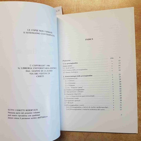 PIO CONTI - LEZIONI SU PROSTAGLANDINE E LEUCOTRIENI 1986 MEDICINA IMMUNOLOGIA